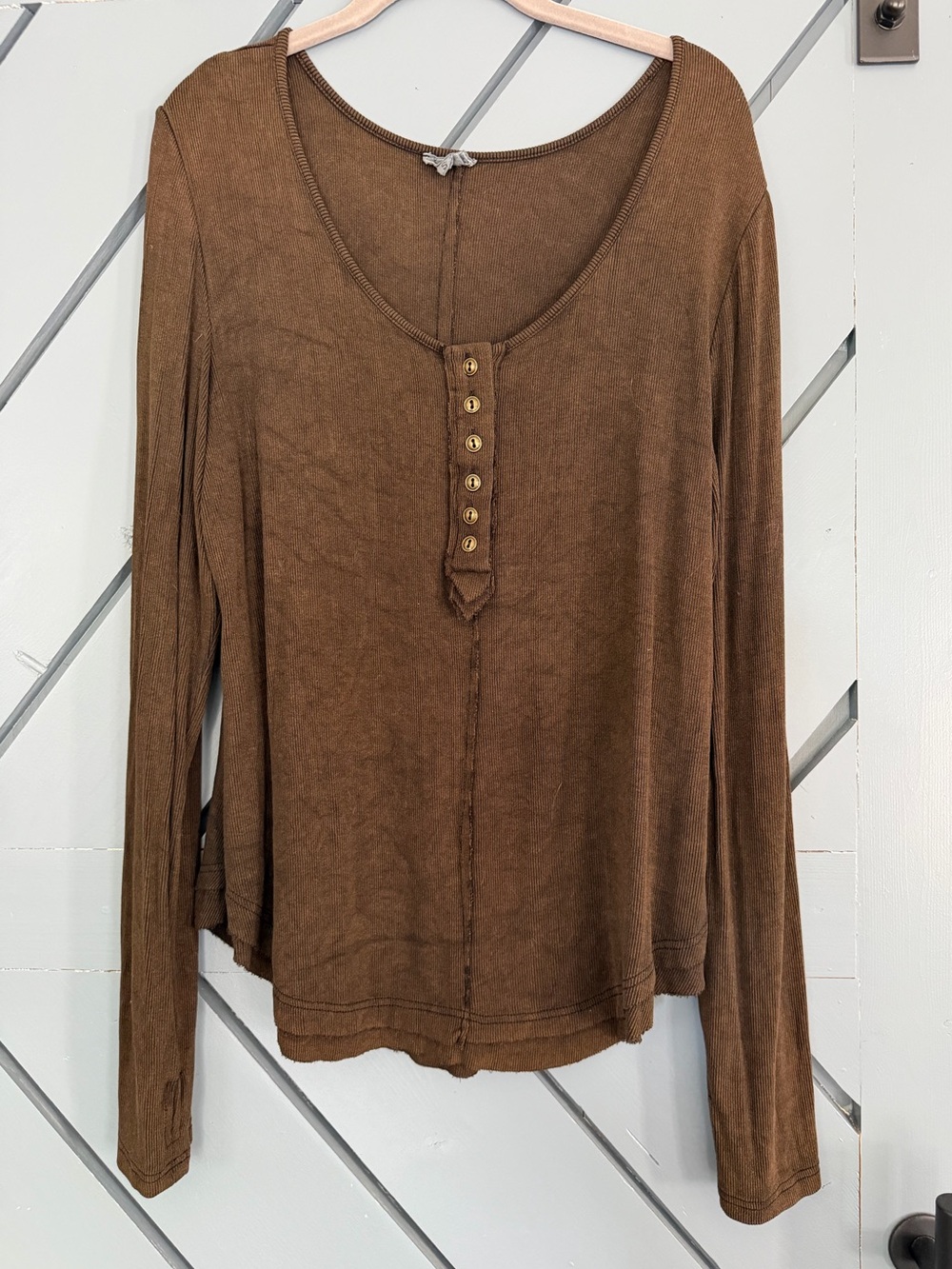 POL Long-Sleeve Henley Top